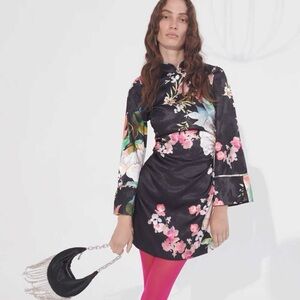 NEW WITH TAGS Zara Multicolor Floral Long Sleeve Dress